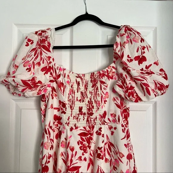 NWT Banana Republic puff sleeve white floral dress - Picture 5 of 14